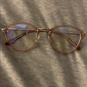 Round light pink frame glasses